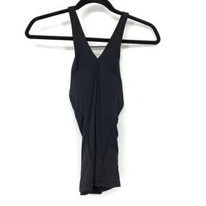 Athleta Black Athletic Swimsuit Tankini Top Built In Bra Racerback Womens Sz M